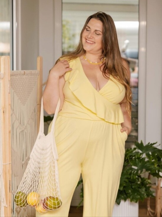 Smash + Tess Pants - Smash + Tess NEW Plus Size 4x: Daydreaming Romper In Lemon